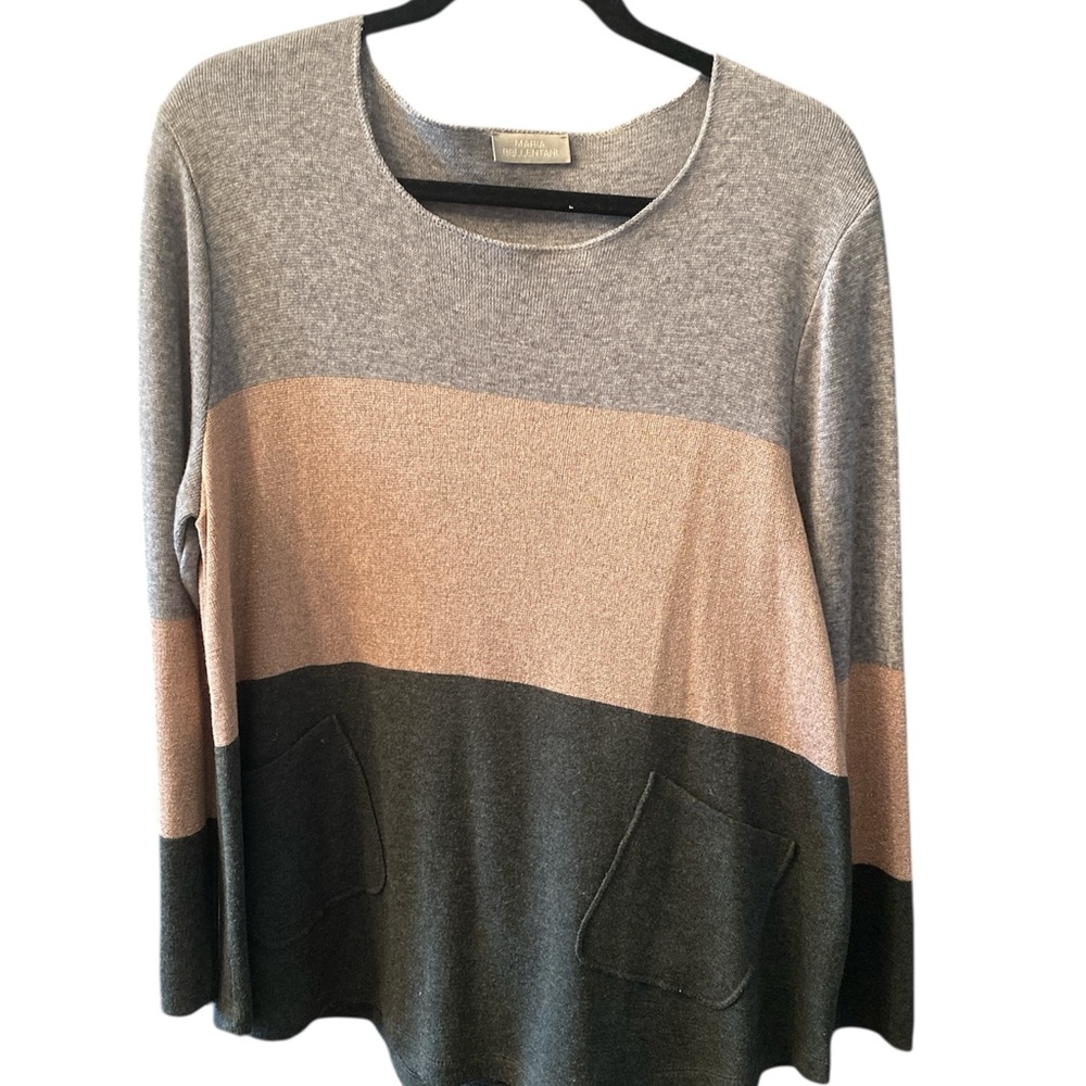 Maria Bellentani Gray & Gold Wool blend Sweater Size XL